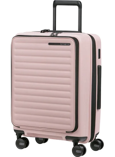 Samsonite Restackd Easy Access Suitcase Cabin Size 55 cm / 20 inch, 4 Spinner Wheels, Polypropylene, Rose|TSA Combination Lock|Shock Absorbing Wheels|Expandable|Front Laptop Compartment - 5 Years International Warranty